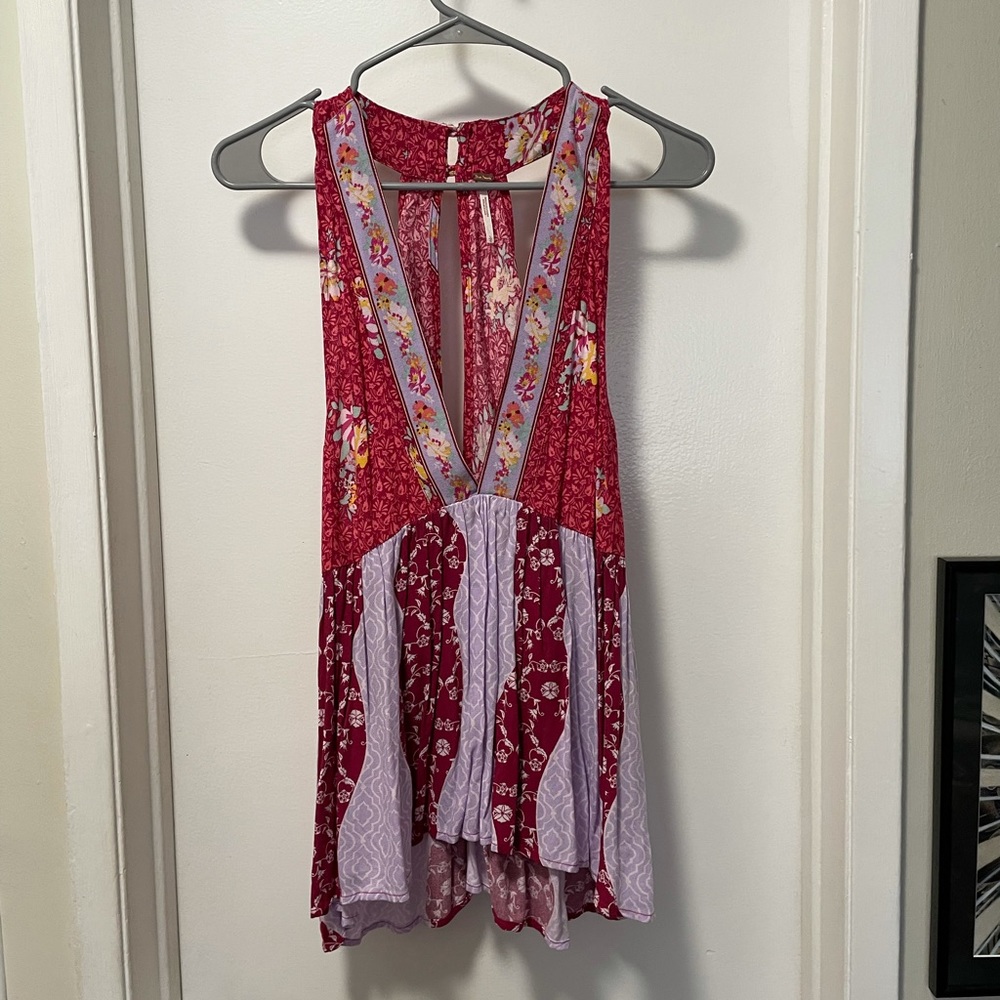 Free People Ob764001 Raspberry Combo Halter Top